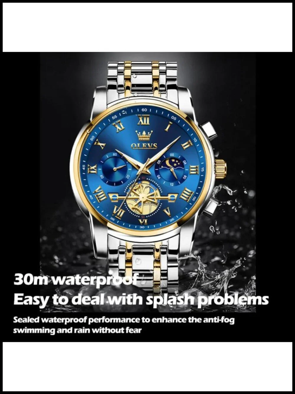 Mens Stainless Steel Quartz Watch Adjustable Bracelet Waterproof Luminous